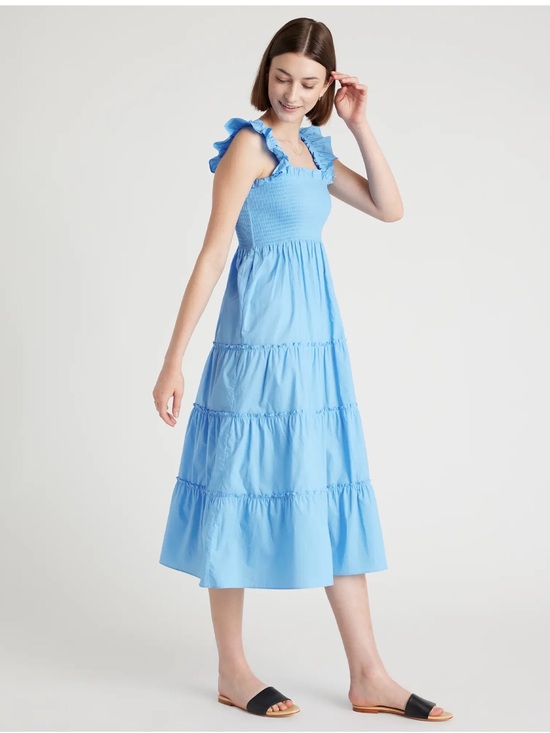 Quince Dresses & Skirts - Quince 100% Organic Cotton Poplin Midi Dress In Cornflower Blue Size Small NWT